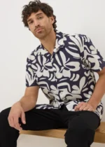 Navy Textured Abstract Shape Shirt